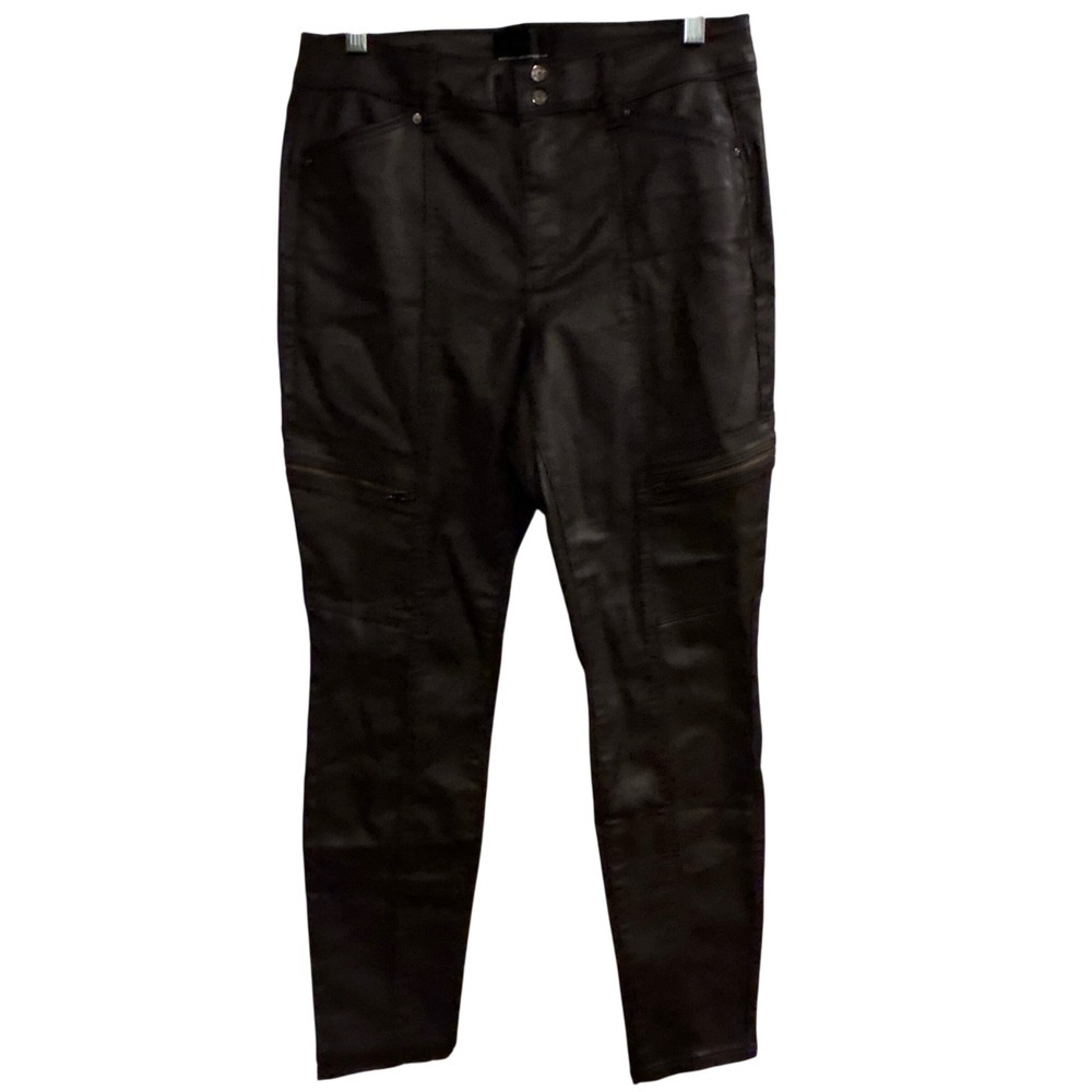 White‎ House Black Market High Rise Skinny Faux Leather Pants Size 6S Black